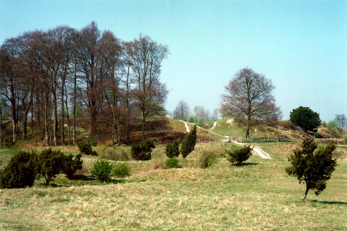 Danebury Hill Fort - the main entrance defensive works.