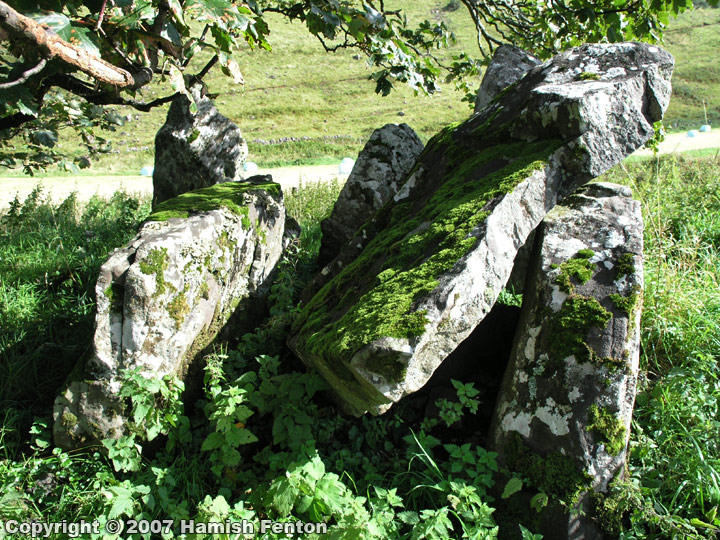 Collapsed chamber of the chambered cairn at Camas Nan Geall. 

19 September 2007